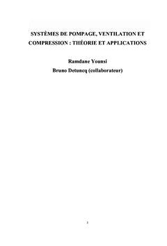 systemes de pompage ventilation et compression: Theorie et application