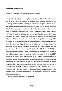 Evaluation des RPS: validation d'un questionnaire de terrain