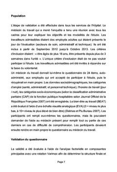 Evaluation des RPS: validation d'un questionnaire de terrain