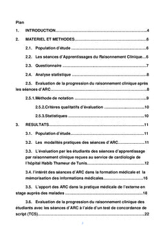 Interet des seances d'apprentissage du raisonnement clinique