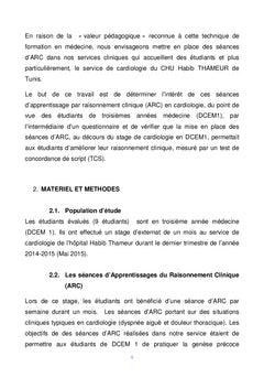 Interet des seances d'apprentissage du raisonnement clinique