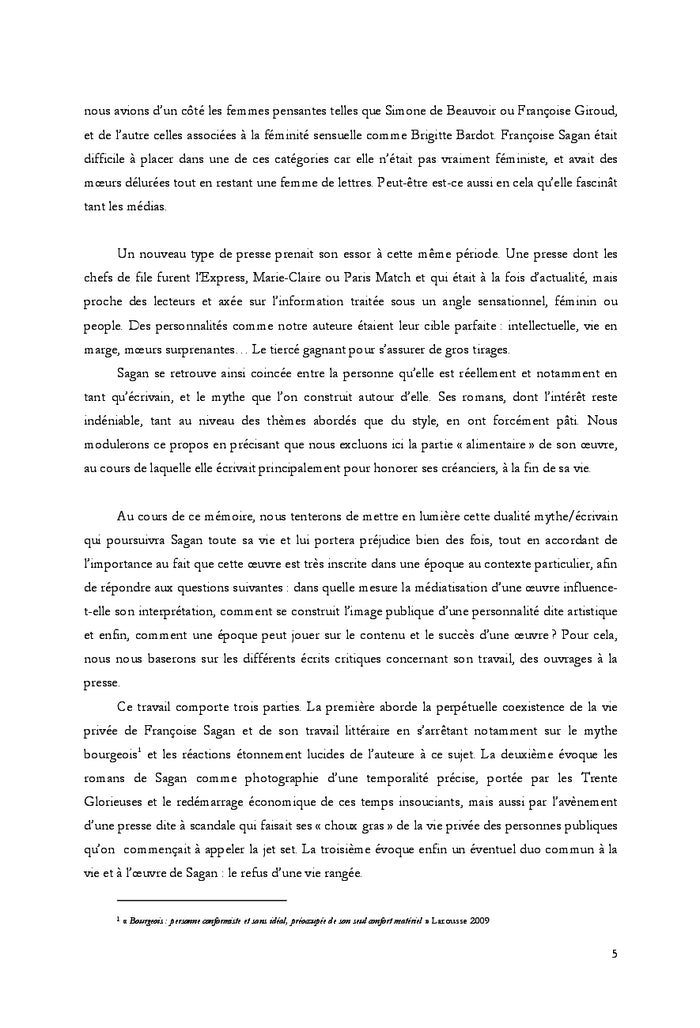 Réception de l'oeuvre de Françoise Sagan