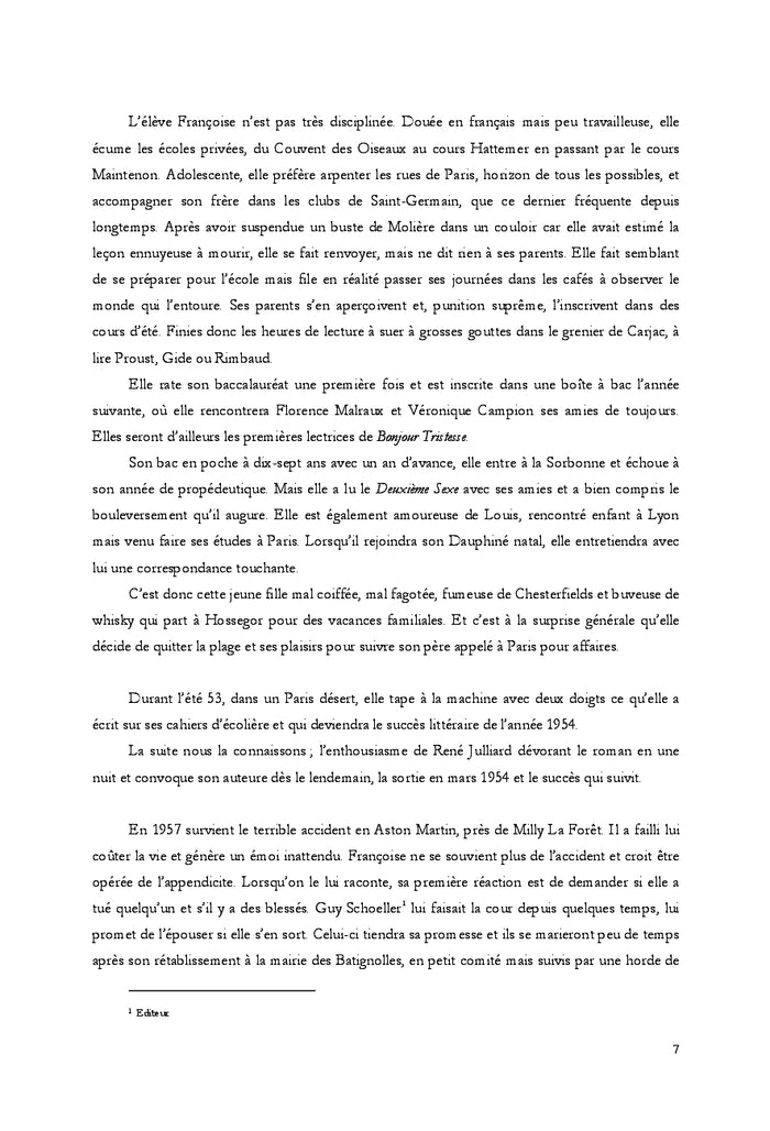 Réception de l'oeuvre de Françoise Sagan