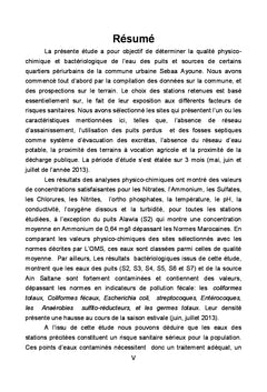 Caracteristiques des eaux souterraines de la ville de Sbaa Ayoune