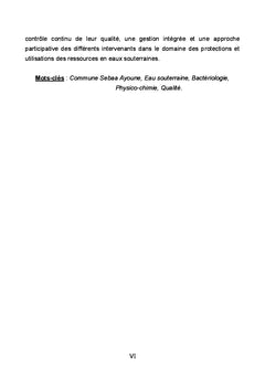 Caracteristiques des eaux souterraines de la ville de Sbaa Ayoune