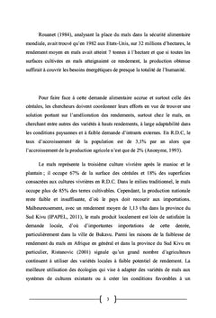 Essai d'introduction de 4 Variétés exotiques de Maïs à Murhesa