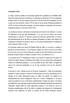 L'Education des enfants déficients mentaux au Niger