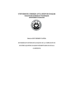 AQUIFÈRES DU BASSIN DE DOUALA : éléments de caractérisation