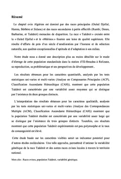 Etude phenotypique d'une population ovine algerienne "Taadmit"