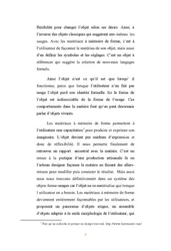 Les matériaux à mémoire de forme et la régénération de l'objet design