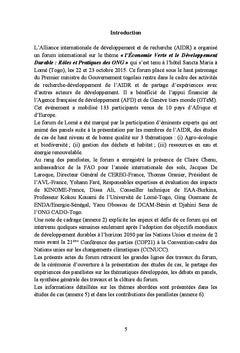 Développement durable : rôles et pratiques des ONG de développement