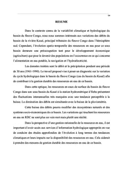Contribution A l'etude de variation des debits du Bassin du Congo