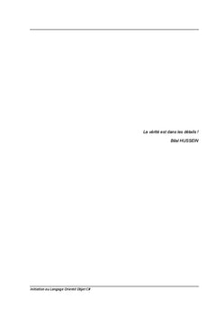 Initiation au Langage Orienté Objet C#