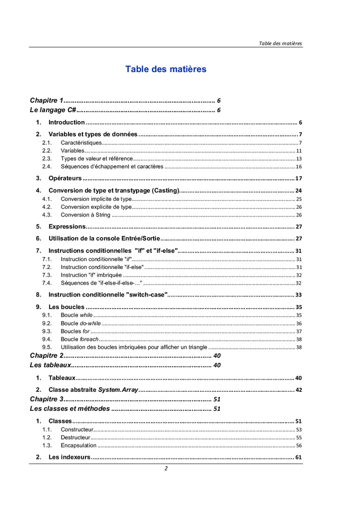 Initiation au Langage Orienté Objet C#