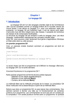Initiation au Langage Orienté Objet C#
