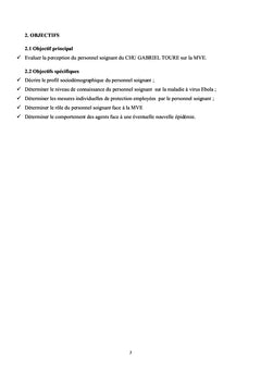 Perception du personnel soignant sur la maladie à virus Ebola
