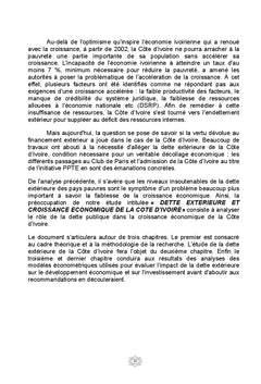 Dette exterieure et croissance economique de la cote d'ivoire