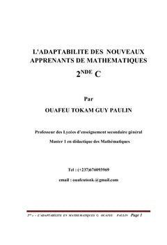 L'adaptabilité en Mathématiques-Seconde Scientifique