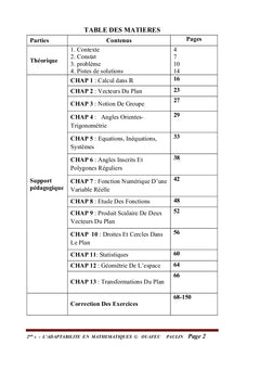 L'adaptabilité en Mathématiques-Seconde Scientifique