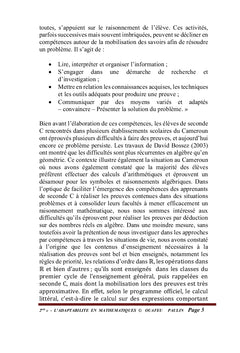 L'adaptabilité en Mathématiques-Seconde Scientifique
