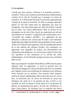 L'adaptabilité en Mathématiques-Seconde Scientifique