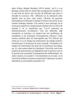 L'adaptabilité en Mathématiques-Seconde Scientifique