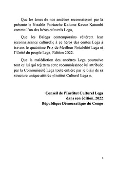 Le mystère des contes ancestraux Lega