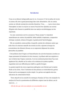 Eau : composition chimique et pratique d'analyse