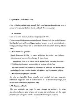 Eau : composition chimique et pratique d'analyse