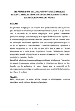 Les premiers pas de la transition vers les énergies renouvelables