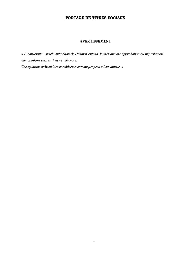 Le Portage de Titres sociaux