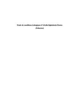 Etude de conditions écologiques d'Afzelia bipindensis Harms (Fabaceae)