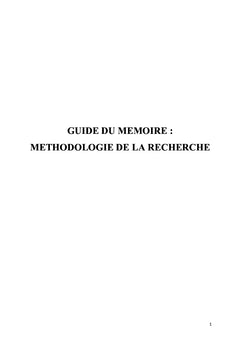 Guide du mémoire : Méthodologie de la recherche