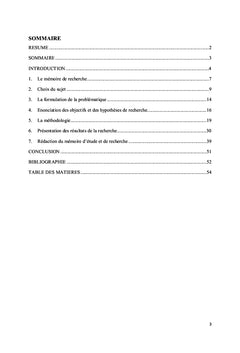 Guide du mémoire : Méthodologie de la recherche