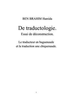 De traductologie. Essai de déconstruction