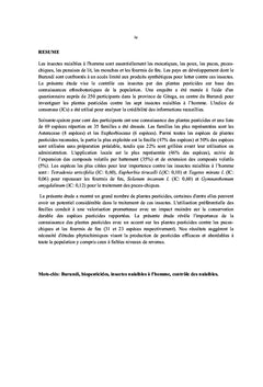 Etude Ethnobotaniques des Plantes Pesticides des Insectes Nuisibles