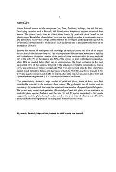 Etude Ethnobotaniques des Plantes Pesticides des Insectes Nuisibles