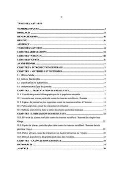 Etude Ethnobotaniques des Plantes Pesticides des Insectes Nuisibles