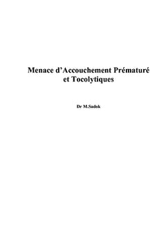 Menace d'accouchement prématuré et tocolytiques