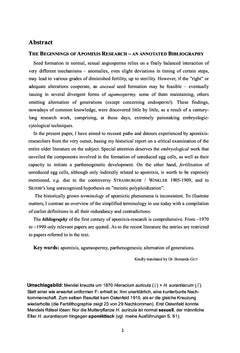 Die Anfänge der Apomixisforschung - eine kommentierte Bibliographie