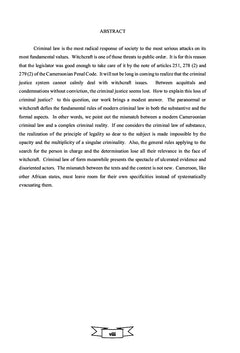 Le droit pénal camerounais à l'épreuve de la sorcellerie