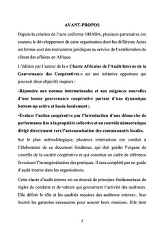 Charte africaine d'audit interne de la gouvernance des coopératives