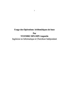 Usage des Opérations Arithmétiques de base