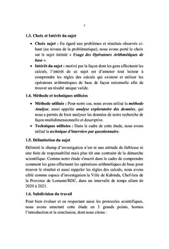 Usage des Opérations Arithmétiques de base