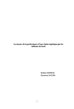 Les tableaux de bord mesure de la performance d'une chaine logistique