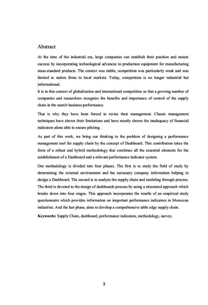 Les tableaux de bord mesure de la performance d'une chaine logistique