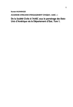 Académie africaine d'engagement civique AAEC - Tome 1