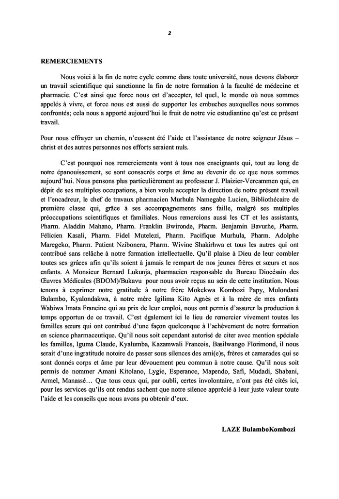 Contrôle de la qualité de l'aspirine comprimé 500 mg