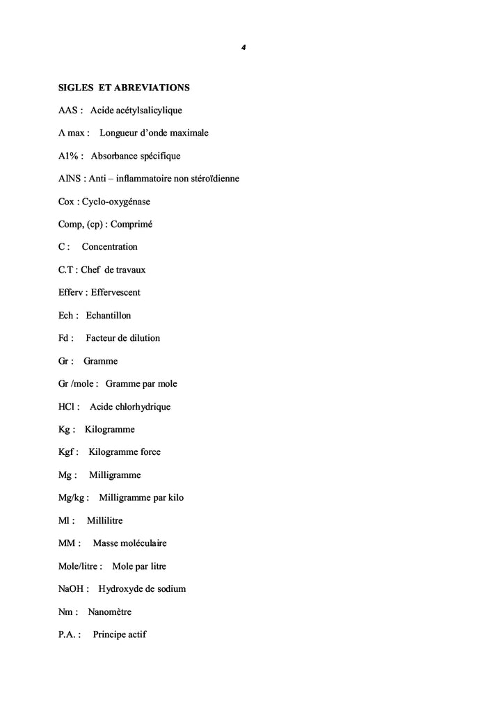 Contrôle de la qualité de l'aspirine comprimé 500 mg