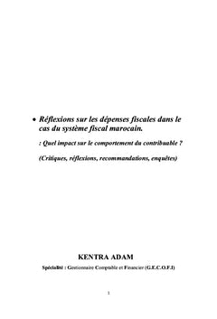 Réflexions sur les dépenses fiscales dans le cas du système fiscalMAR